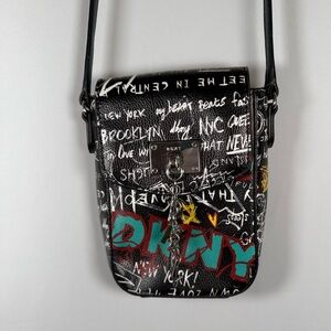DKNY (Donna Karen) Cleo North South Phone Crossbody Graffiti Print Vegan